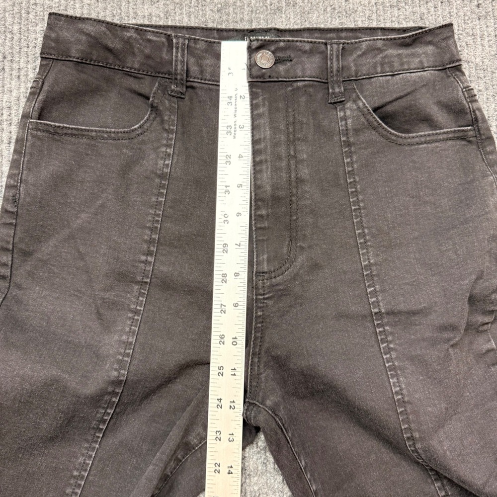 Forever 21 Black Wash Flare Jeans Size 27 High Rise Split Hem Seamed Denim - Picture 4 of 12